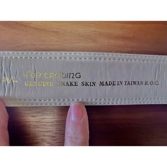 Vintage Genuine Snakeskin Western Belt Boho Cowgirl Cream Python - Picture 5 of 5